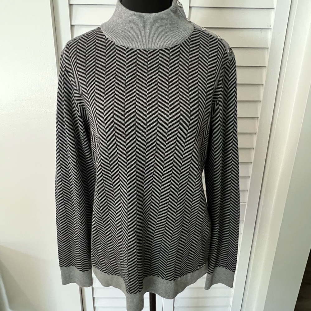Calvin Klein Black and Gray Turtleneck Sweater